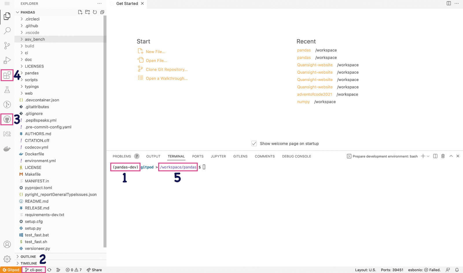 Gitpod workspace screenshot